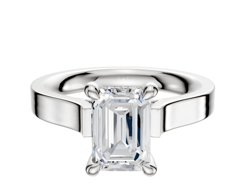 18K White Gold 4 Prong Hidden Halo Cathedral Flat 3.0mm Engagement Ring
