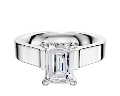 14K White Gold 4 Prong Hidden Halo Cathedral Flat 4.0mm Engagement Ring