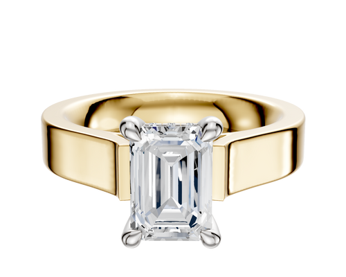 14K Two Tone 4 Prong Hidden Halo Cathedral Flat 4.0mm Engagement Ring