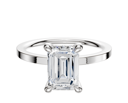14K White Gold 4 Prong Hidden Halo Classic Flat 1.5mm Engagement Ring