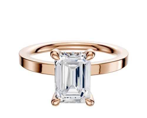 14K Rose Gold 4 Prong Hidden Halo Classic Flat 2.0mm Engagement Ring