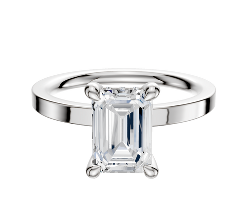 Platinum 4 Prong Hidden Halo Classic Flat 2.0mm Engagement Ring