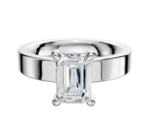 Platinum 4 Prong Hidden Halo Classic Flat 4.0mm Engagement Ring