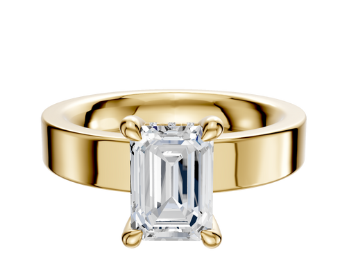 14K Yellow Gold 4 Prong Hidden Halo Classic Flat 4.0mm Engagement Ring