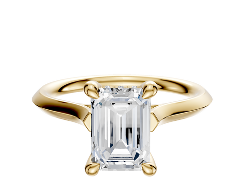 18K Yellow Gold 4 Prong Hidden Halo Cathedral Knife Edge 2.0mm Engagement Ring