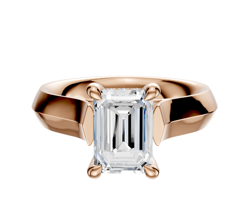 14K Rose Gold 4 Prong Hidden Halo Cathedral Knife Edge 4.0mm Engagement Ring