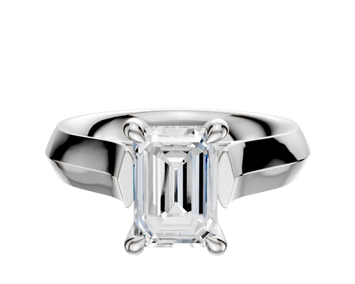 18K White Gold 4 Prong Hidden Halo Cathedral Knife Edge 4.0mm Engagement Ring