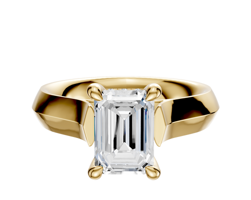 18K Yellow Gold 4 Prong Hidden Halo Cathedral Knife Edge 4.0mm Engagement Ring
