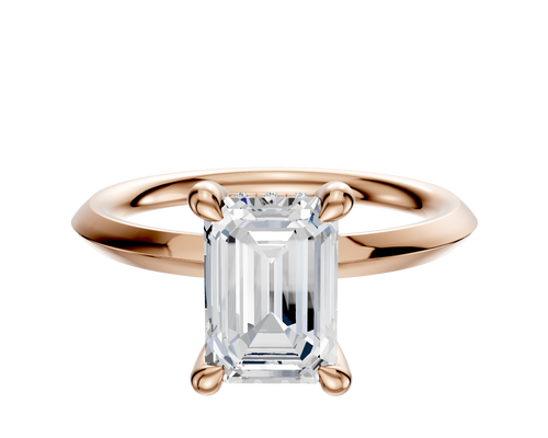 14K Rose Gold 4 Prong Hidden Halo Classic Knife Edge 2.0mm Engagement Ring