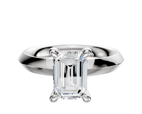 14K White Gold 4 Prong Hidden Halo Classic Knife Edge 3.0mm Engagement Ring