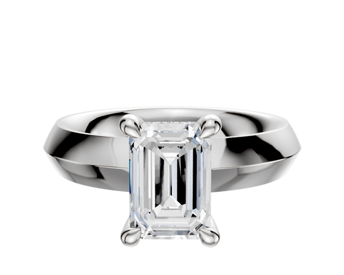 18K White Gold 4 Prong Hidden Halo Classic Knife Edge 4.0mm Engagement Ring