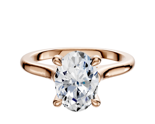 18K Rose Gold 4 Prong Hidden Halo Cathedral Dome 2.0mm Engagement Ring
