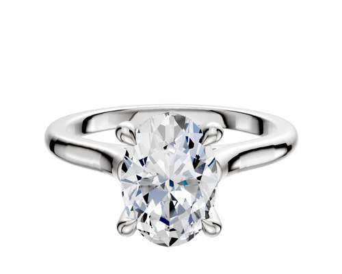 18K White Gold 4 Prong Hidden Halo Cathedral Dome 2.0mm Engagement Ring