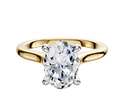 14K Two Tone 4 Prong Hidden Halo Cathedral Dome 2.0mm Engagement Ring