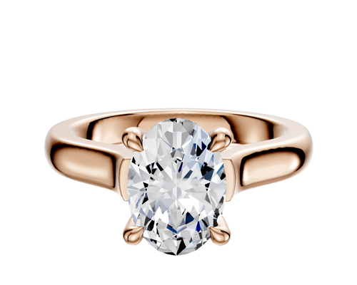 18K Rose Gold 4 Prong Hidden Halo Cathedral Dome 3.0mm Engagement Ring