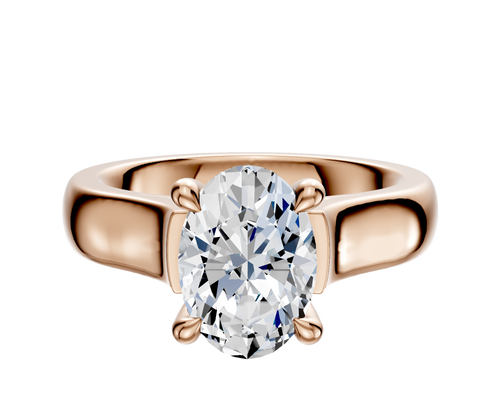 14K Rose Gold 4 Prong Hidden Halo Cathedral Dome 4.0mm Engagement Ring