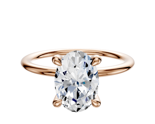 14K Rose Gold 4 Prong Hidden Halo Classic Dome 1.5mm Engagement Ring
