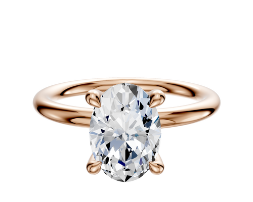 14K Rose Gold 4 Prong Hidden Halo Classic Dome 2.0mm Engagement Ring