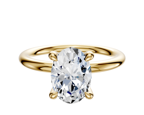 18K Yellow Gold 4 Prong Hidden Halo Classic Dome 2.0mm Engagement Ring