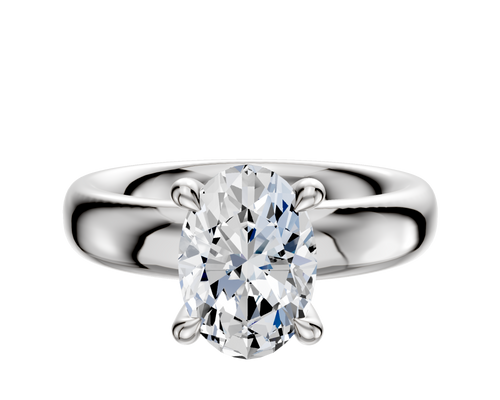 Platinum 4 Prong Hidden Halo Classic Dome 4.0mm Engagement Ring