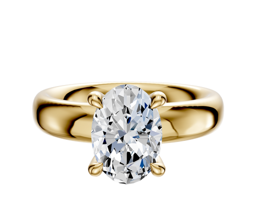 14K Yellow Gold 4 Prong Hidden Halo Classic Dome 4.0mm Engagement Ring