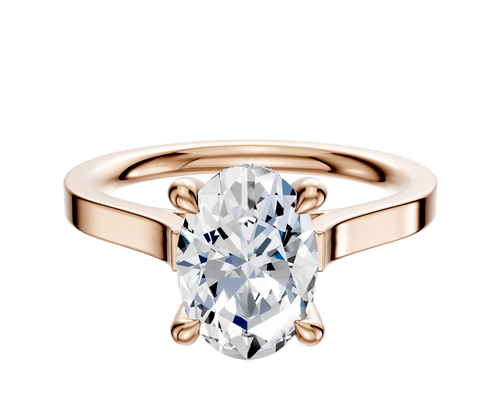 18K Rose Gold 4 Prong Hidden Halo Cathedral Flat 2.0mm Engagement Ring