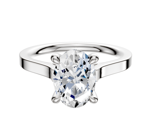Platinum 4 Prong Hidden Halo Cathedral Flat 2.0mm Engagement Ring