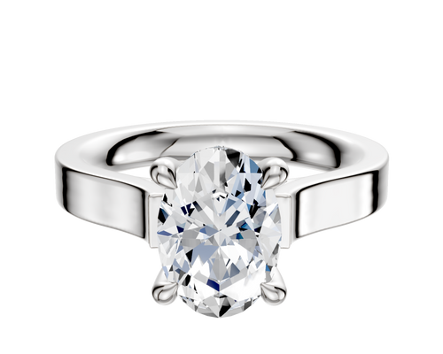 14K White Gold 4 Prong Hidden Halo Cathedral Flat 3.0mm Engagement Ring