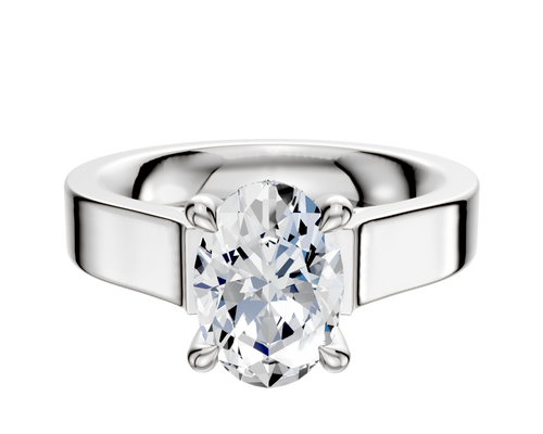 14K White Gold 4 Prong Hidden Halo Cathedral Flat 4.0mm Engagement Ring
