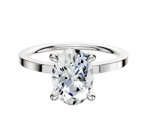 Platinum 4 Prong Hidden Halo Classic Flat 1.5mm Engagement Ring