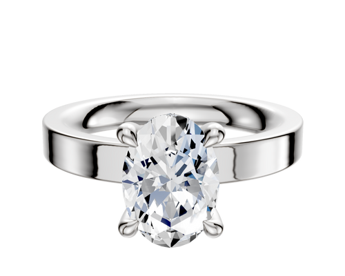 Platinum 4 Prong Hidden Halo Classic Flat 3.0mm Engagement Ring