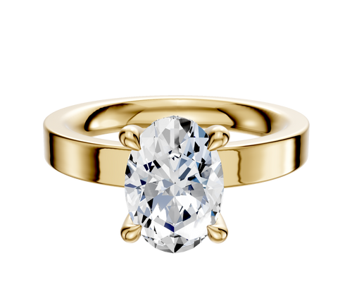 18K Yellow Gold 4 Prong Hidden Halo Classic Flat 3.0mm Engagement Ring
