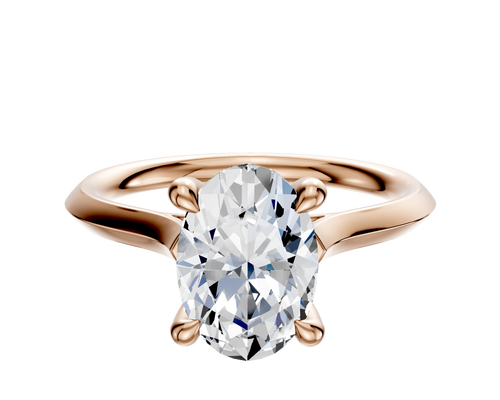 14K Rose Gold 4 Prong Hidden Halo Cathedral Knife Edge 2.0mm Engagement Ring
