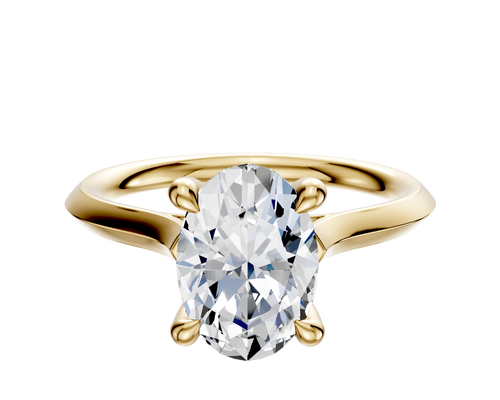 18K Yellow Gold 4 Prong Hidden Halo Cathedral Knife Edge 2.0mm Engagement Ring