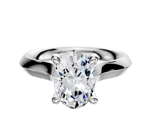 18K White Gold 4 Prong Hidden Halo Cathedral Knife Edge 3.0mm Engagement Ring