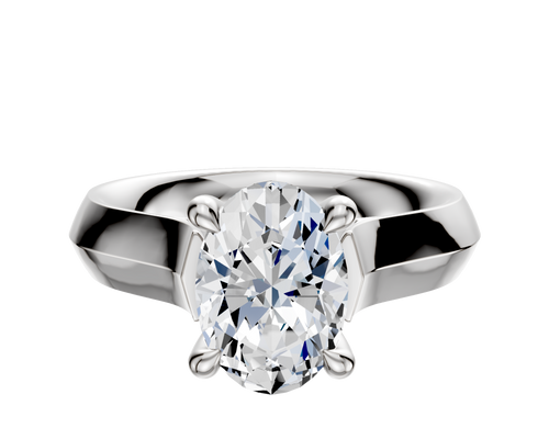 18K White Gold 4 Prong Hidden Halo Cathedral Knife Edge 4.0mm Engagement Ring