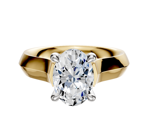 18K Two Tone 4 Prong Hidden Halo Cathedral Knife Edge 4.0mm Engagement Ring