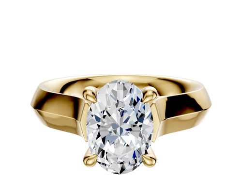 14K Yellow Gold 4 Prong Hidden Halo Cathedral Knife Edge 4.0mm Engagement Ring