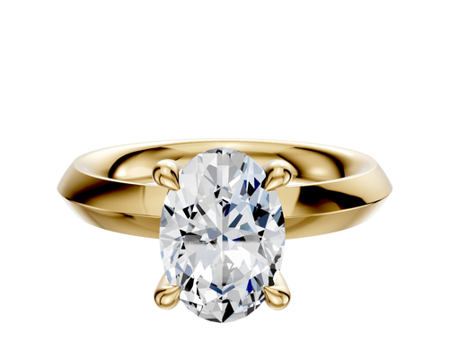 14K Yellow Gold 4 Prong Hidden Halo Classic Knife Edge 3.0mm Engagement Ring