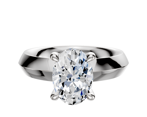Platinum 4 Prong Hidden Halo Classic Knife Edge 4.0mm Engagement Ring