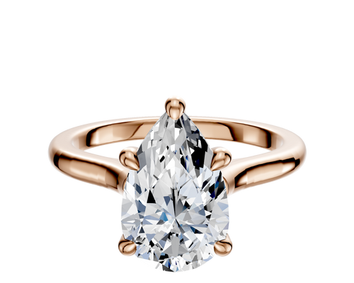 18K Rose Gold 4 Prong Hidden Halo Cathedral Dome 2.0mm Engagement Ring