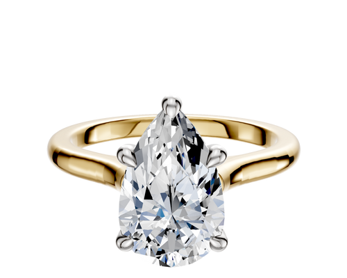 14K Two Tone 4 Prong Hidden Halo Cathedral Dome 2.0mm Engagement Ring