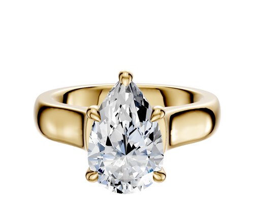 14K Yellow Gold 4 Prong Hidden Halo Cathedral Dome 4.0mm Engagement Ring