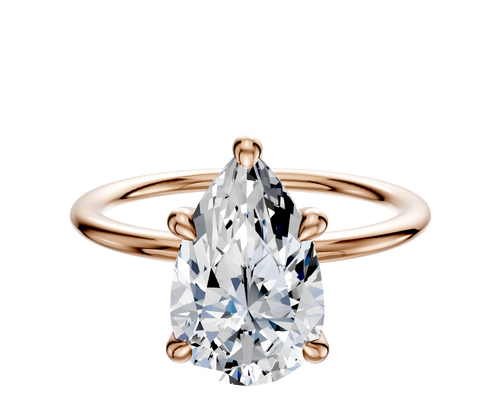 14K Rose Gold 4 Prong Hidden Halo Classic Dome 1.5mm Engagement Ring