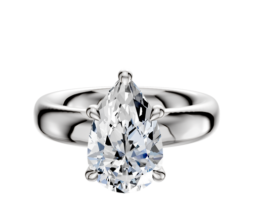 Platinum 4 Prong Hidden Halo Classic Dome 4.0mm Engagement Ring