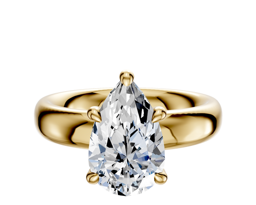 18K Yellow Gold 4 Prong Hidden Halo Classic Dome 4.0mm Engagement Ring