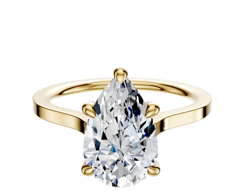 14K Yellow Gold 4 Prong Hidden Halo Cathedral Flat 1.5mm Engagement Ring