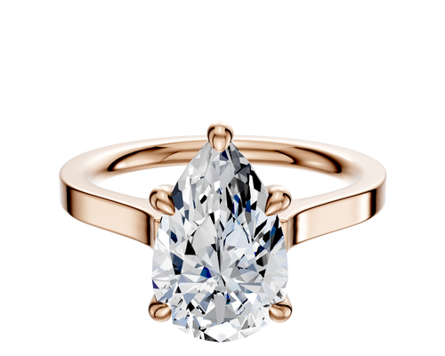 18K Rose Gold 4 Prong Hidden Halo Cathedral Flat 2.0mm Engagement Ring