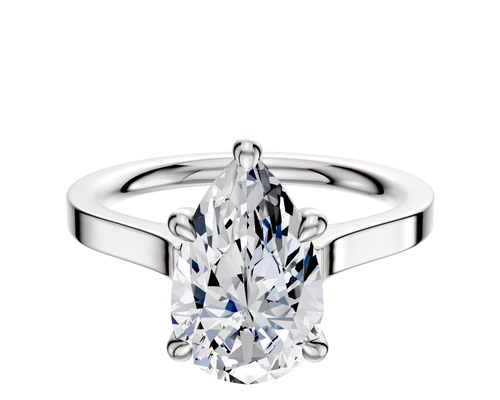 14K White Gold 4 Prong Hidden Halo Cathedral Flat 2.0mm Engagement Ring