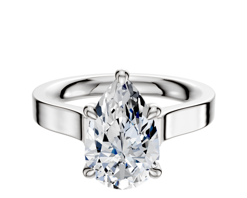 Platinum 4 Prong Hidden Halo Cathedral Flat 3.0mm Engagement Ring